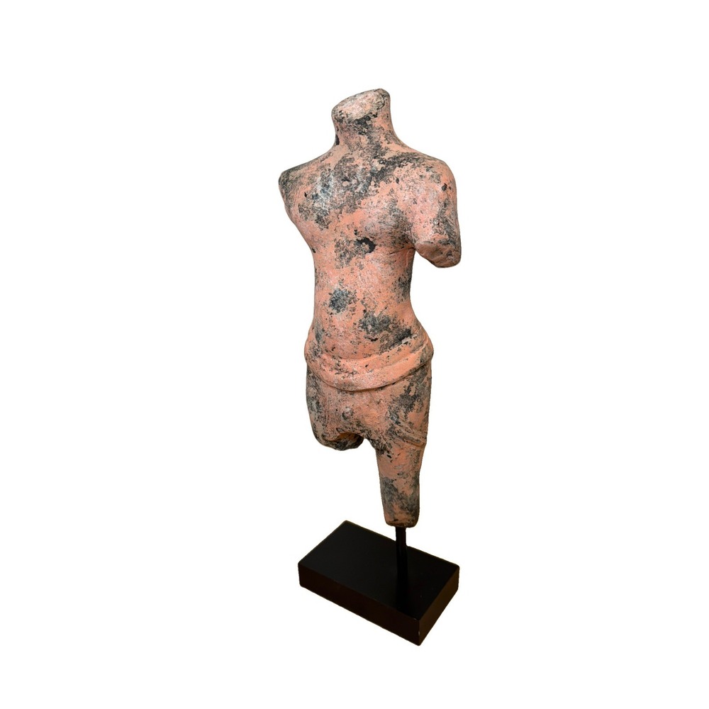 Vintage Terracotta Male Torso Sculpture Heavy Classical Figure Roman Greek Style